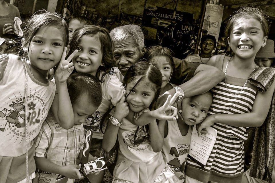 A group of local children posing