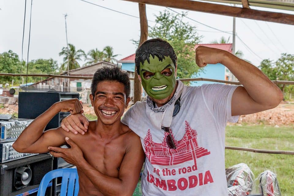 A team member of the Cambo Challenge meets a local
