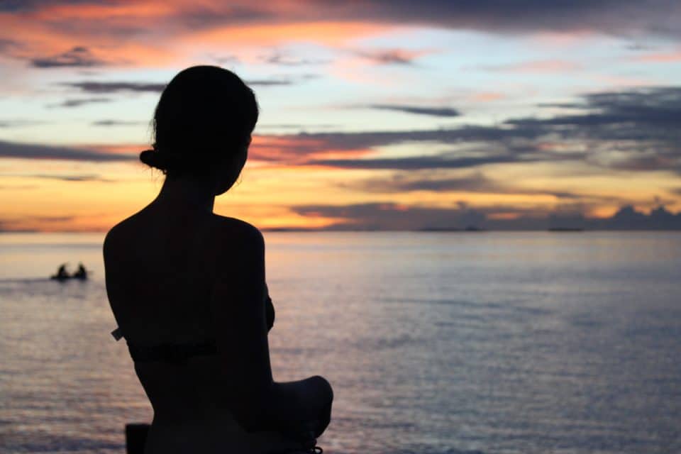 Girl at sunset, Raja Ampat, Indonesia