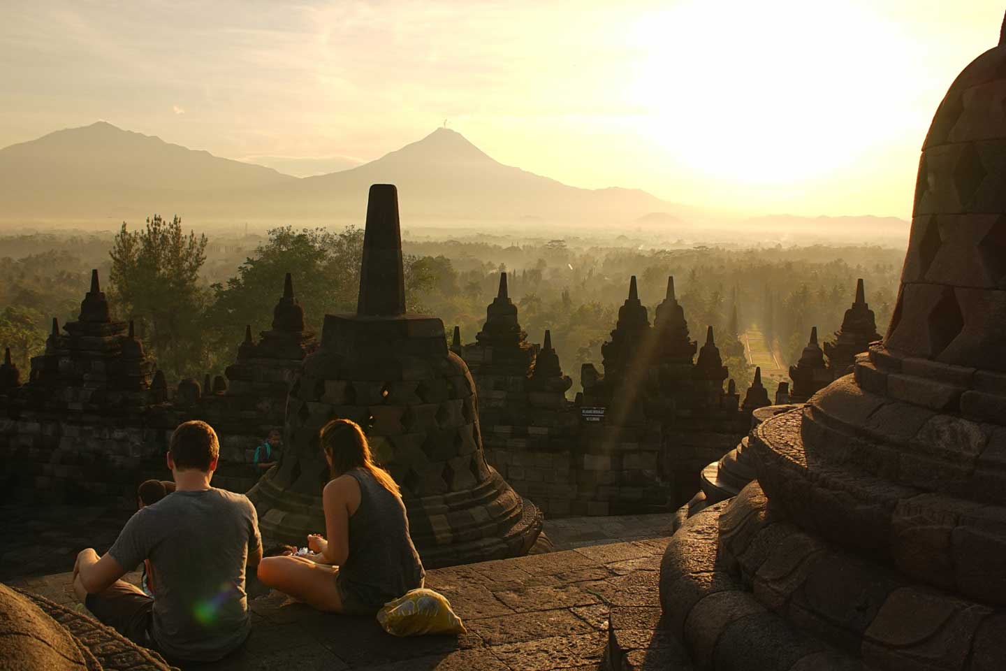 borobudur sunrise in indonesia