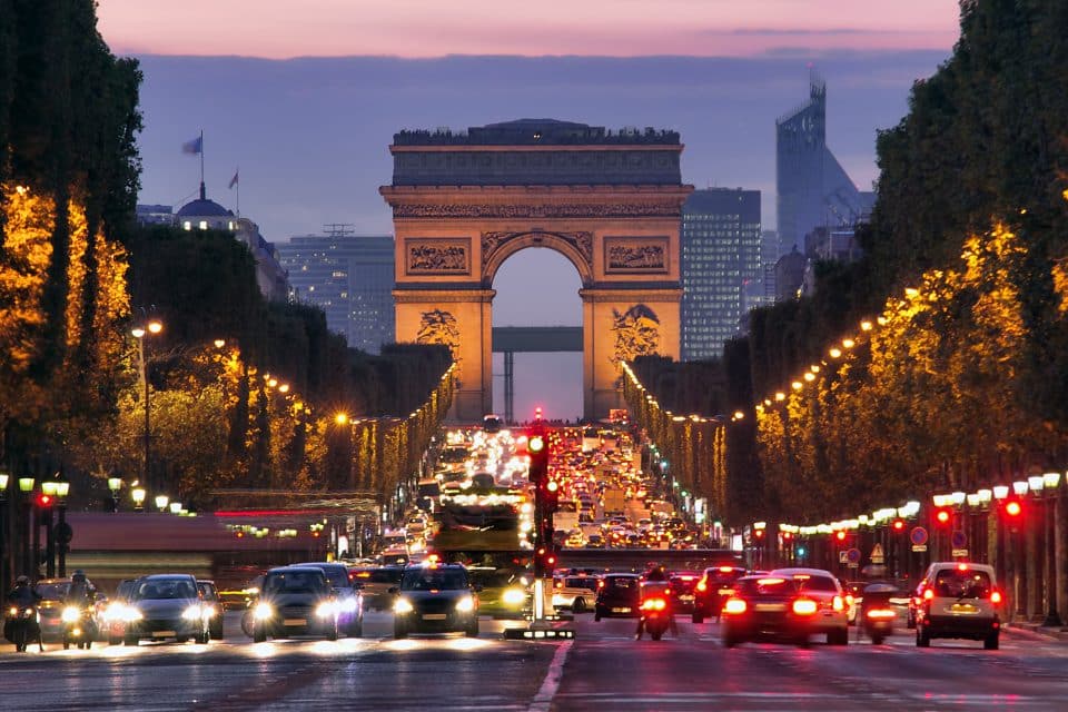 A road leading to the Arc de Triomph