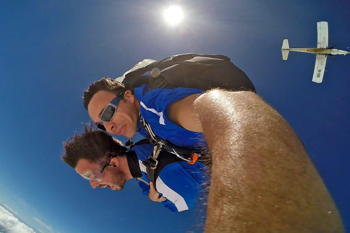 Two men skydiving