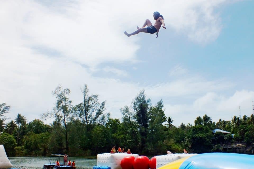 A man falling in the water