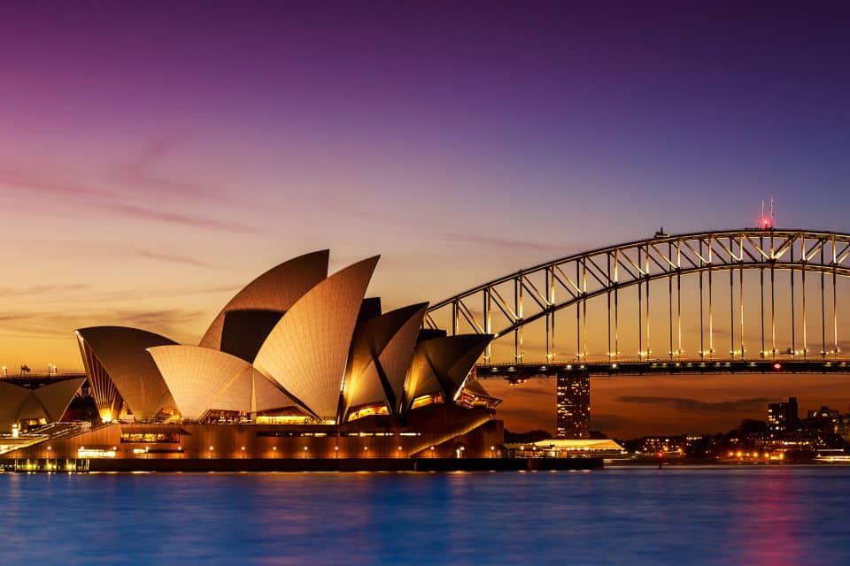 The sydney opera house at night