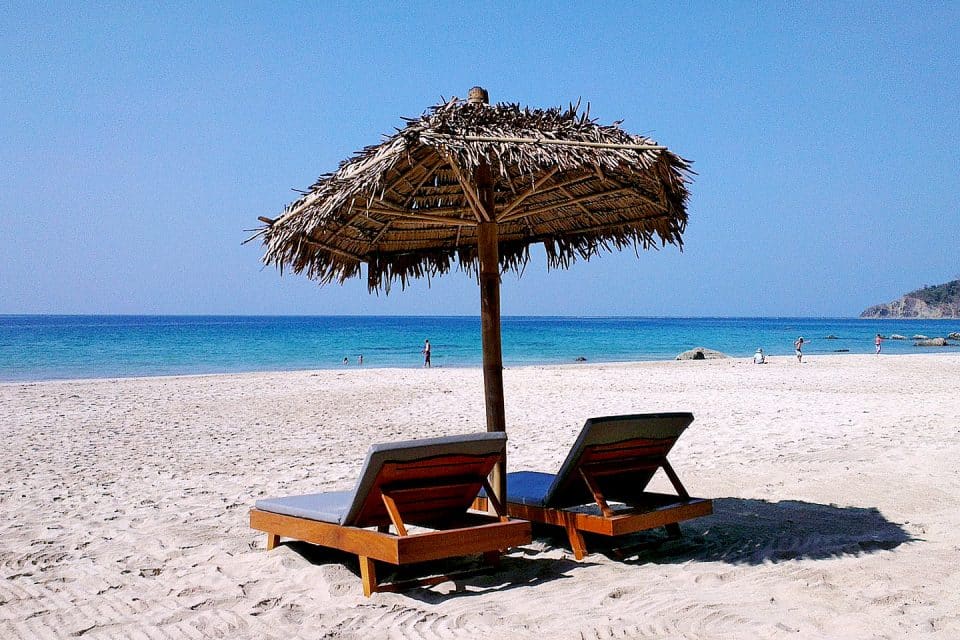 Sun beds on the beach