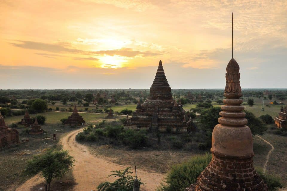 Temples at sunset