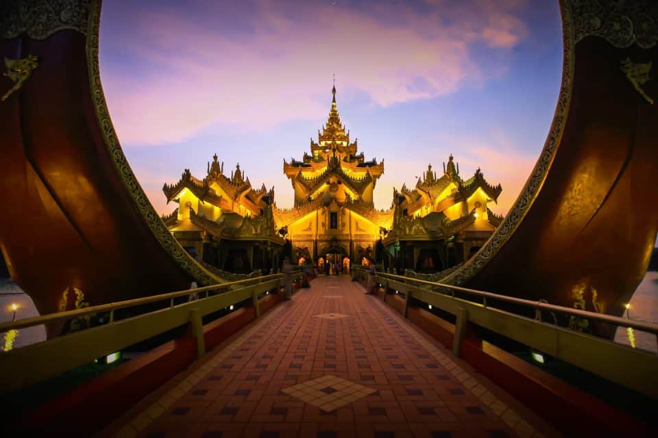 Temple at night in Myanmar