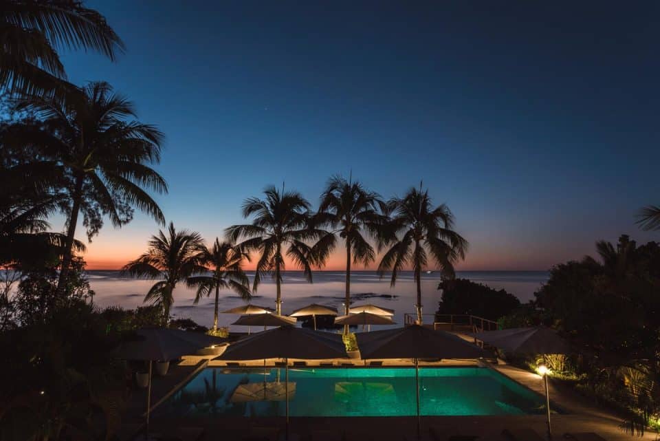 A stunning villa during sunset in Bali