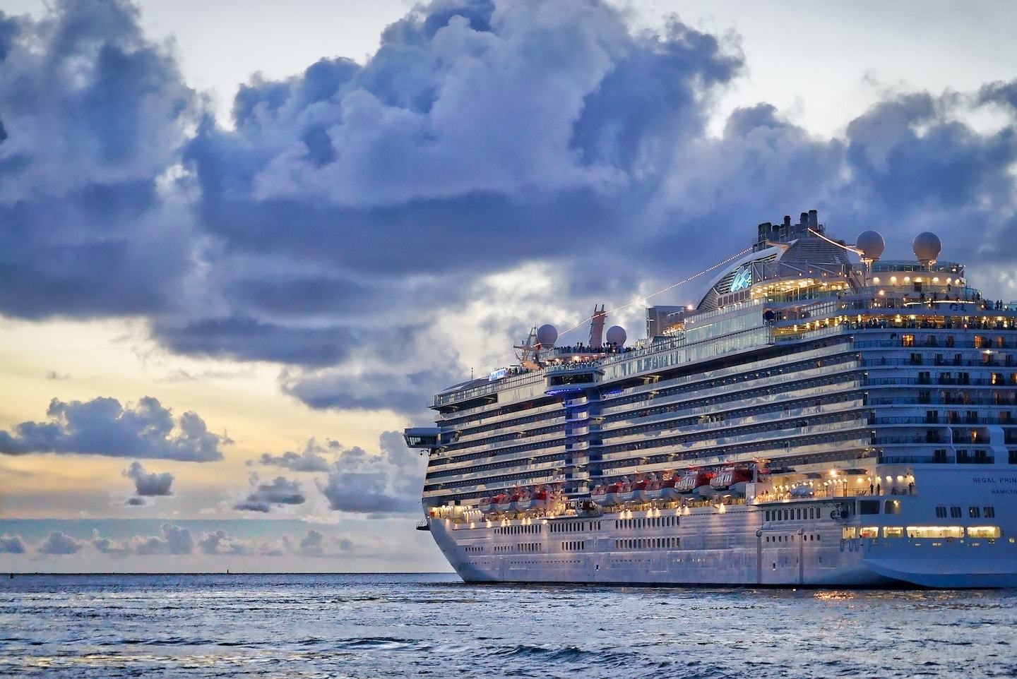 Large cruise ship out on the water