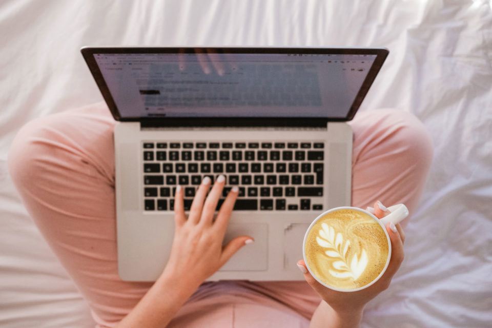 person travel blogging