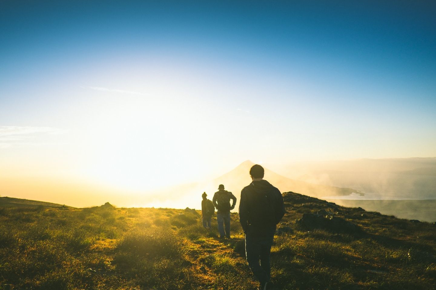 hiking at sunrise