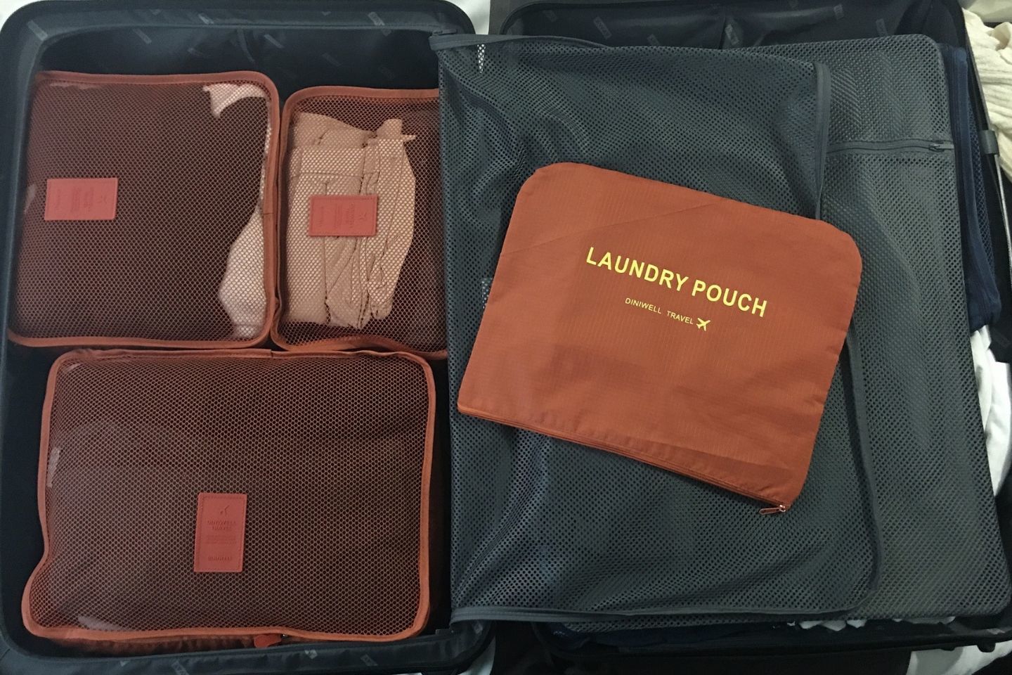 Packing for a trip using packing cubes