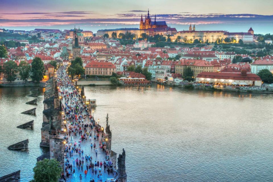 aerial view of prague