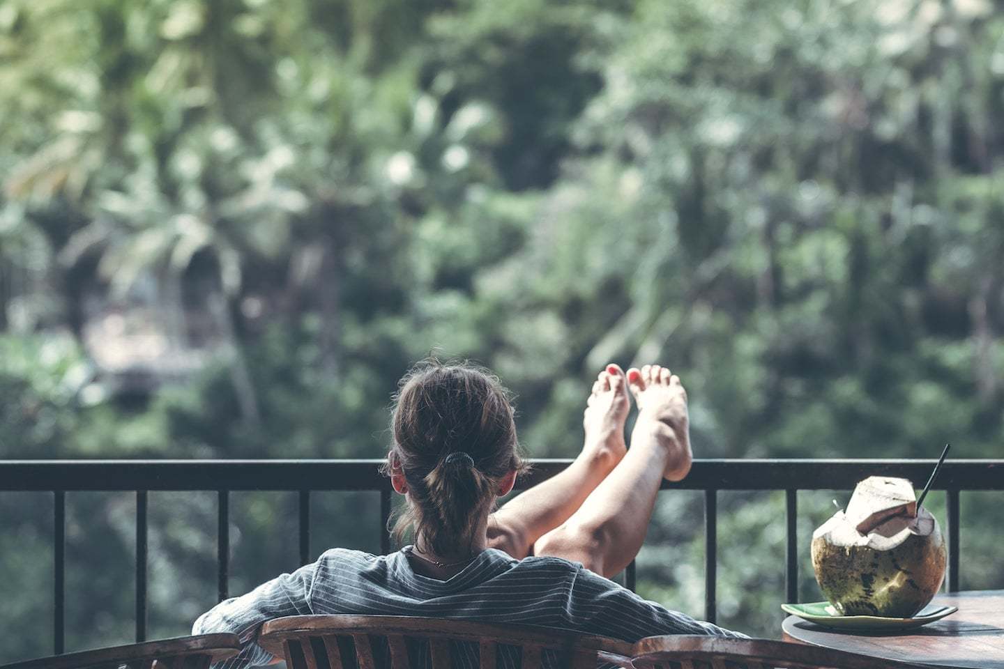 woman sitting with her feet up