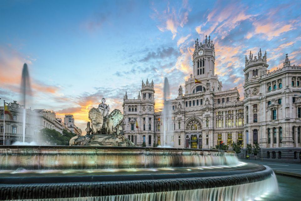 Cibeles plaza madrid at sunset