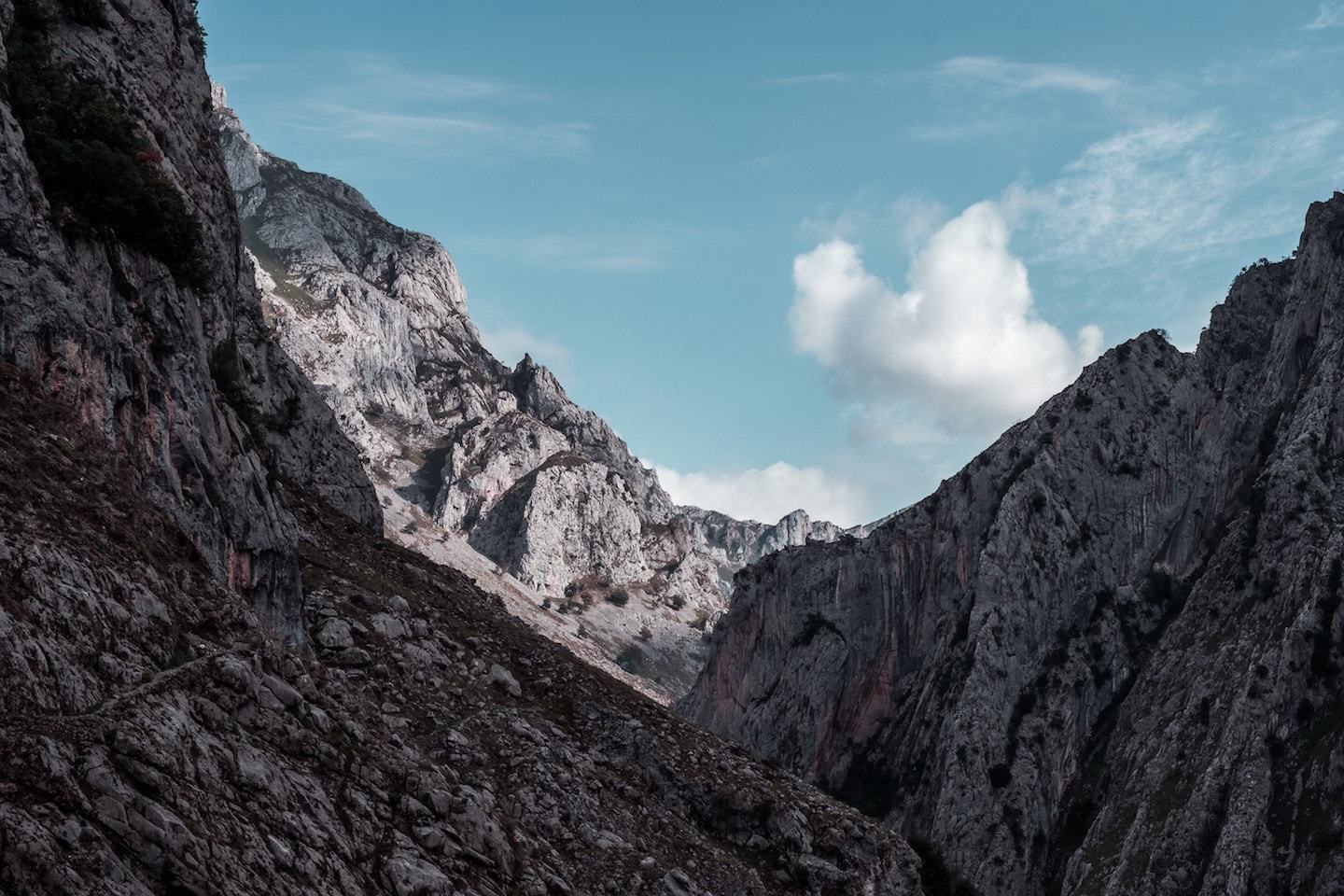 rocky peaks with blue sky in spain