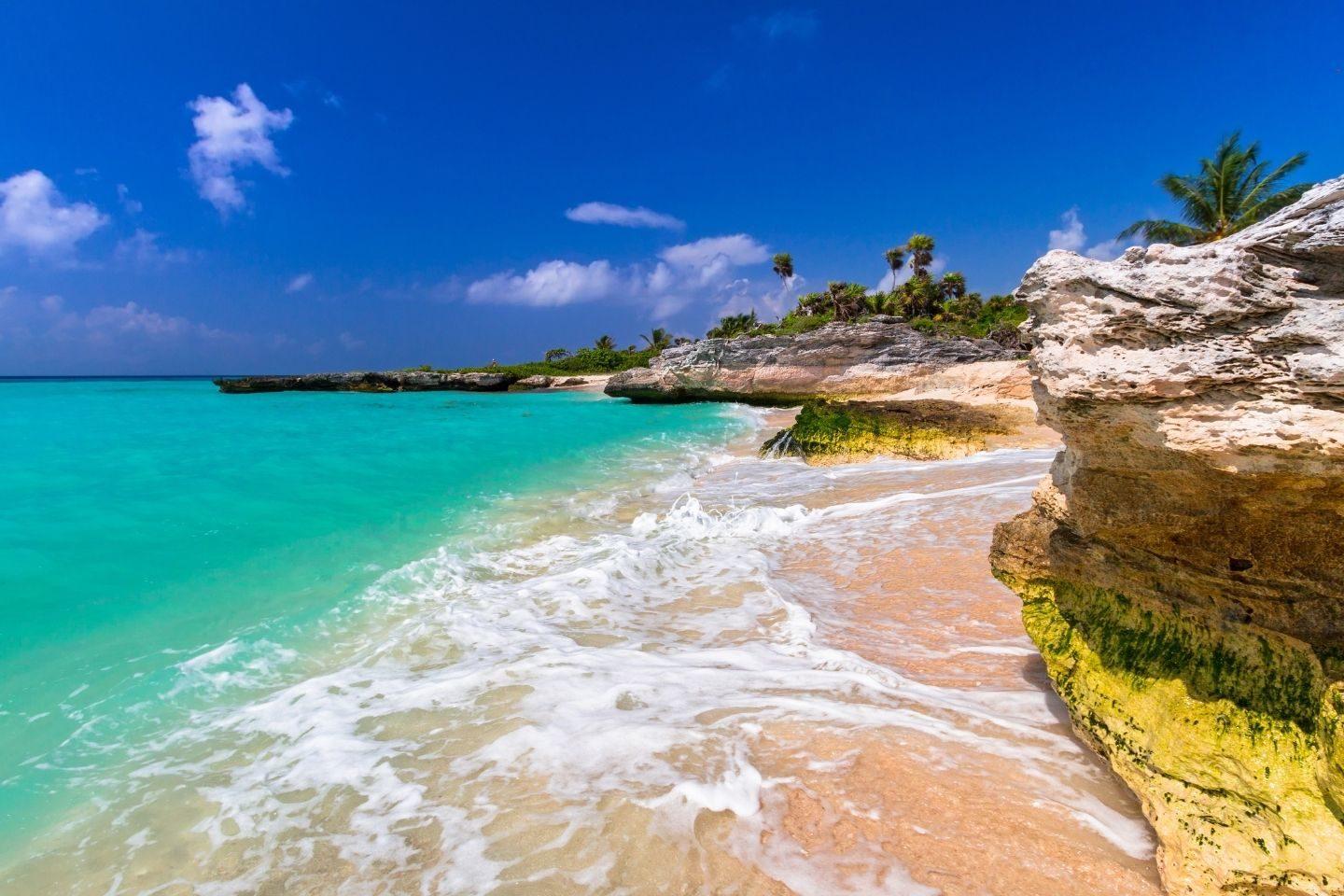 Caribbean sea coast Playa del carmen-min