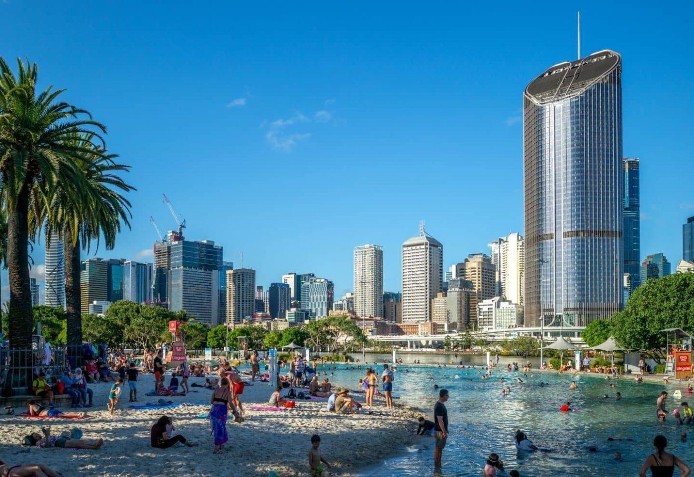 Man made beach in Brisbane