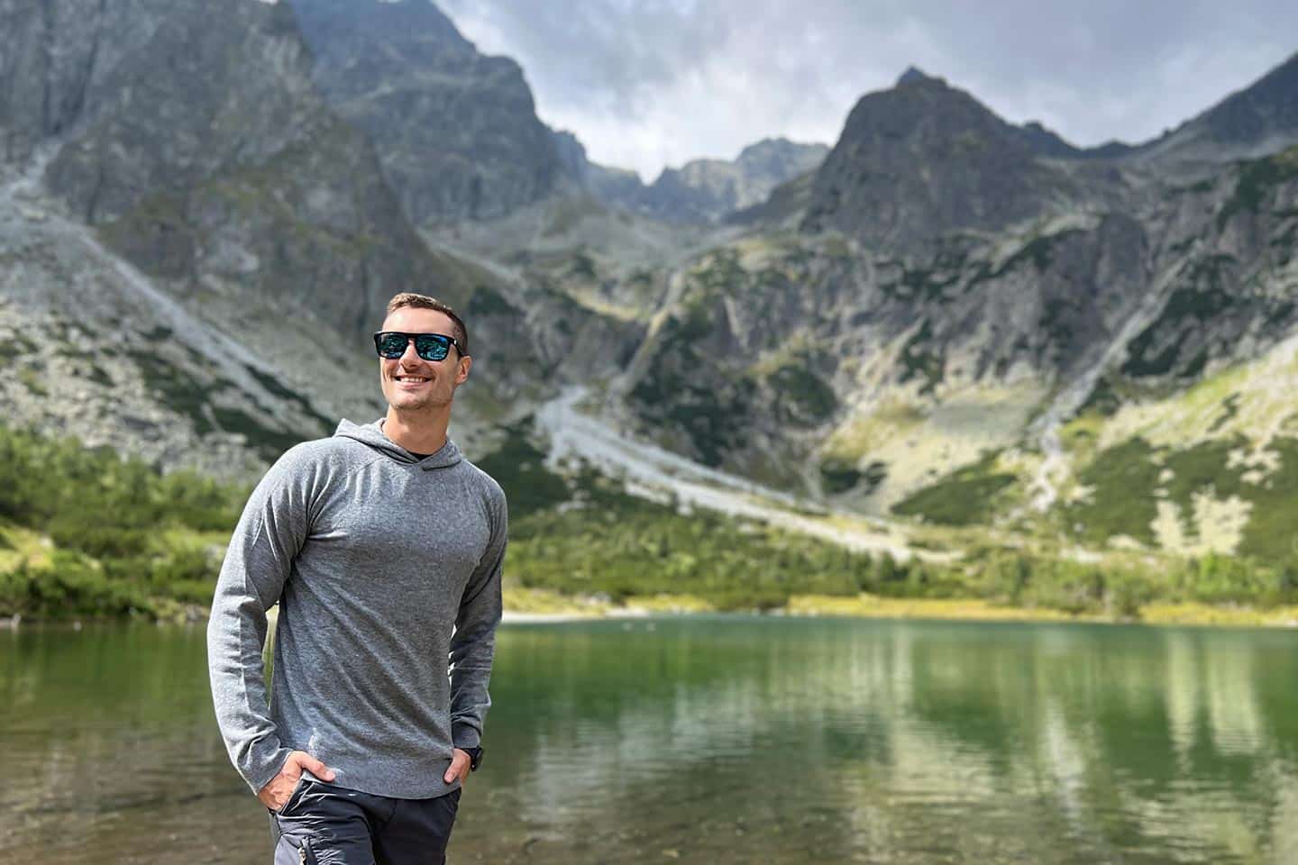 Tom wearing a Western Rise Merino Wool hoodie