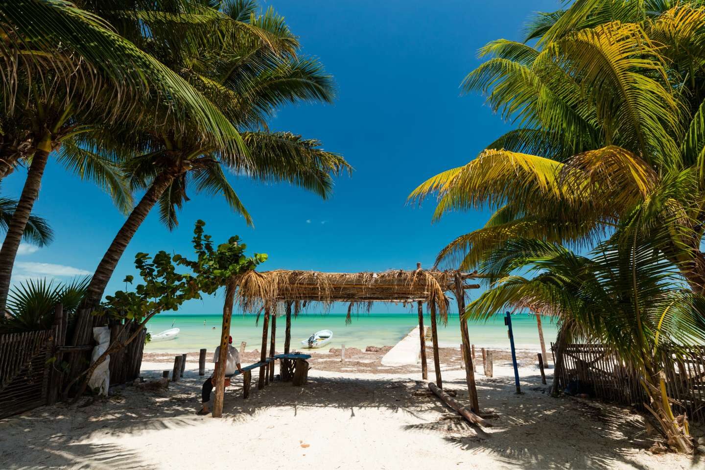 Beautiful white sand beach in Holbox, Mexico