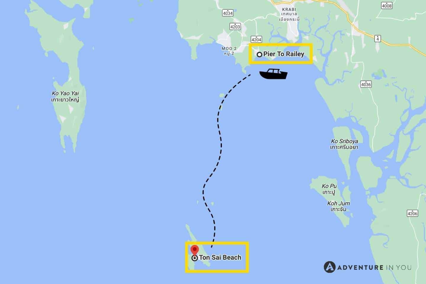ton sai beach map