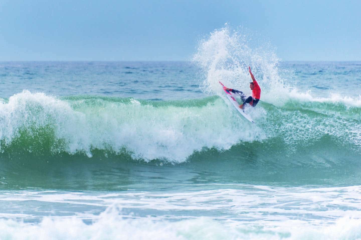 Surfing in big waves of Lacanau