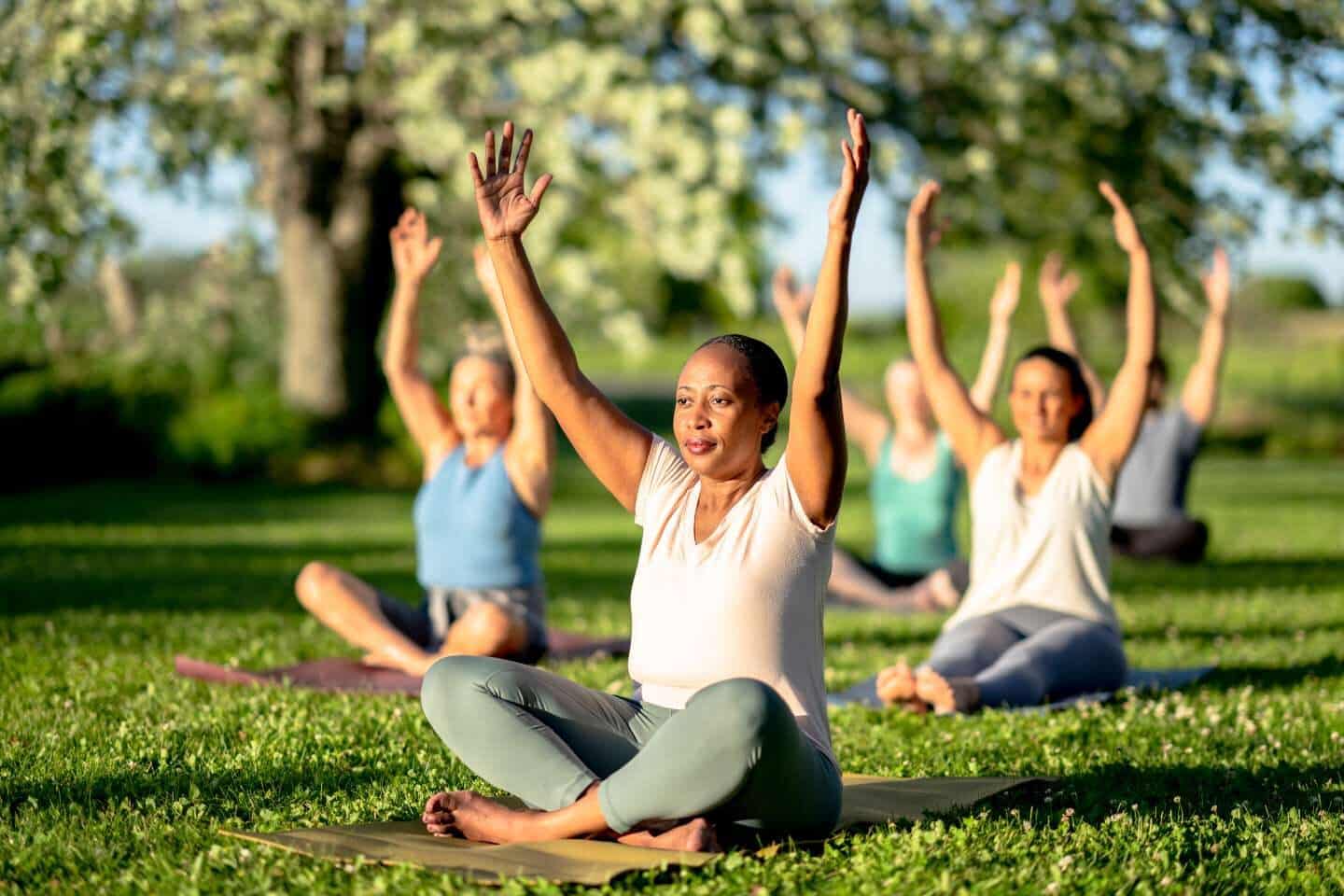 women having a session on yoga