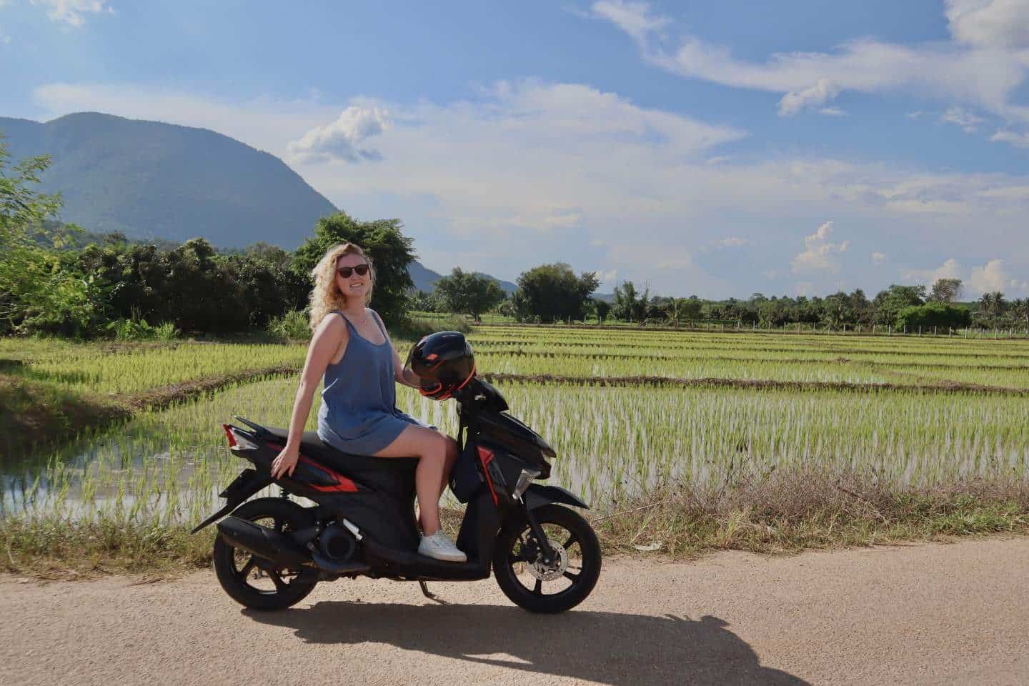 Driving through the mountains of Thailand on a motorbike